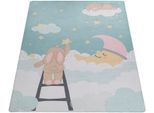 Paco Home Kinderteppich »Chicos 563«, rechteckig, 4 mm Höhe, Flachgewebe, Spielteppich, Motiv Mond, Kinderzimmer