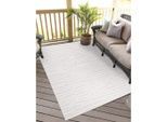 Teppich CARPET CITY "In-& Outdoorteppich Santorini 450, 3D-Effekt, Gestreift", beige (creme), B:140cm H:5mm L:200cm, Polypropylen, Teppiche, Teppich, Wetterfest & UV-beständig für Terrasse, Balkon, Küche, Flur