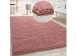 Teppich PACO HOME "Twister 500", pink, B:120cm H:44mm L:170cm, Kunstfaser, Teppiche, Teppich, Uni Hochflor Shaggy mit hoher Fadendichte