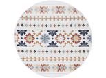 carpetfine Teppich »Deja 103«, rund, 4 mm Höhe, robustes Flachgewebe, Motiv- Floral Palmenblätter, Hoch-Tief Effekt