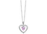 Kette mit Anhänger JULIE JULSEN "925 Silber rhodiniert Herz Zirkonia weiß rosa", silber, Halsketten, Damen, 43cm, Silber 925 (Sterlingsilber), L: 43 B: 12mm, glänzend, B:12mm