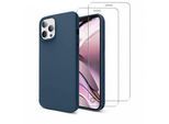 Hülle iPhone 12/iPhone 12 Pro und 2 schutzfolien - Silikon - Marineblau
