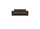 2-Sitzer FLEXLUX "Fiore, super Sitzkomfort durch Kaltschaum im Sitz", grün (moss grün), B:164cm H:85cm T:92cm, 100% Polyester, Sofas, breite Armlehnen, Füße Alu