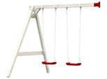 Doppelschaukel PALMAKO "Spielananlage Toby", beige (natur, rot), Schaukeln, KinderB:241cm H:215cm T:208cm, Holzwerkstoff, BxT: 241x208 cm, B:241cm H:215cm T:208cm