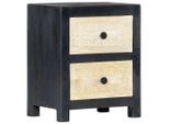 vidaXL Nachttisch Handgeschnitzt Grau 40x30x50 cm Massivholz Mango