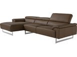 Egoitaliano Ecksofa »Malika, L-Form«, mit Recamiere, inkl. Kopfteilverstellung und chromfarbenen Metallfüssen