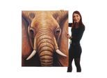 Wandbild Nahaufnahme Elefant, 100% handgemaltes Ölgemälde Gemälde XL, 120x100cm