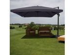 Gastronomie-Ampelschirm MCW-A96, 3x3m (Ø4,24m) Polyester Alu/Stahl 23kg ~ Flap, anthrazit mit Ständer, drehbar