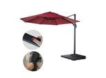 Gastronomie-Ampelschirm MCW-A96, Sonnenschirm, rund Ø 4m Polyester/Alu 27kg ~ bordeaux mit Ständer, drehbar