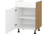 Herdumbauschrank KOCHSTATION "KS-Scafa", weiß (weiß, eiche astig), B:60cm H:75cm T:56cm, Schränke, Herdumbauschrank, Breite 60 cm, mit Tür, wahlweise Türanschlag rechts oder links