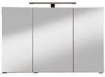 Spiegelschrank WELLTIME "Trento, verschiedene Ausführungen und Farben", braun (eiche), B:100cm H:64cm T:20cm, Schränke, Spiegelschrank, Breite 100 cm, mit 3D-Effekt, Spiegeltüren, Inklusive LED-Beleuchtung