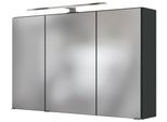 Spiegelschrank WELLTIME "Livorno", grau (graphit, graphit), B:100cm H:64cm T:20cm, Schränke, Spiegelschrank, Inklusive LED-Beleuchtung