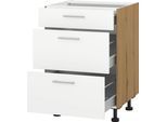 Herdumbauschrank KOCHSTATION "KS-Scafa", weiß, B:60cm H:75cm T:56cm, Schränke, Herdumbauschrank, Breite 60 cm, mit zwei Auszügen und einem Schubkasten