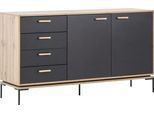 Sideboard "Looks", schwarz (eiche landhausfarben, schwarz), B:154,6cm H:85,7cm T:45cm, LOOKS BY WOLFGANG JOOP, Sideboards, Sideboard, Breite 154,6 cm