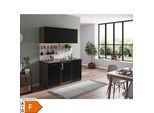Respekta Küchenzeile KB150EYS 150 cm Schwarz-Eiche York Nachbildung