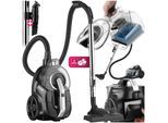 tectake® Staubsauger, 900 W, beutellos, HEPA-Filter, 3 l Staubbehälter, 43 x 27 x 88 - 117 cm