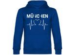 multifanshop Kapuzen Sweatshirt - München blau - Herzschlag - Druck weiß - Hoodie