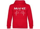multifanshop Kapuzen Sweatshirt - Mainz - Herzschlag - Druck weiß - Hoodie