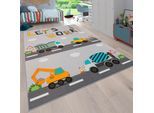 Paco Home Kinderteppich »Bino 578«, rechteckig, 4 mm Höhe, Spielteppich, Motiv Autos & Baustelle, Kinderzimmer