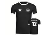 multifanshop Kontrast T-Shirt - Deutschland - Adler Retro Trikot 12 - Druck weiß - Männer