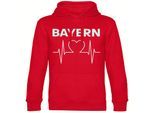 multifanshop Kapuzen Sweatshirt - Bayern - Herzschlag - Druck weiß - Hoodie