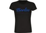 multifanshop Damen T-Shirt - Berlin blau - Schriftzug - Druck blau - Frauen