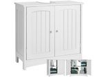 tectake® Waschbeckenunterschrank, 2 geräumige Fächer, 2 leichtgängige Flügeltüren, 62 x 30 x 60 cm