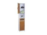Hochschrank MCW-A85, Badschrank Badregal Bambus, MVG-zertifiziert 180x40x31cm weiß