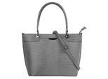 Henkeltasche CLUTY, Damen, Gr. B/H/T: 30cm x 22cm x 10cm onesize, grau, Leder, Reptilienprägung, Taschen, echt Leder, Made in Italy