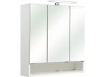 Spiegelschrank SAPHIR "Quickset 953 Badschrank, 3 Spiegeltüren, 3 Einlegeböden, 65 cm breit", weiß (weiß glanz), B:65cm H:70cm T:20cm, Holzwerkstoff, Schränke, Spiegelschrank, inkl. LED-Beleuchtung, Türdämpfer, Schalter-/Steckdosenkombination