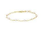 Armband JULIE JULSEN "925/- Sterling Silber vergoldet 8 Perlen 19cm lang", gold, Armbänder, Damen, 19cm, Silber 925 (Sterlingsilber), Armband