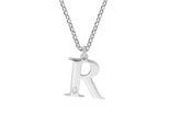 Kette mit Anhänger DIAMONDS BY ELLEN K. "Silber 925 mit 1x Diamant 0,008ct. Buchstabe R", weiß, Halsketten, Damen, 45+3cm, 0,01, Silber 925 (Sterlingsilber), L: 48 B: 12mm, glänzend, B:12mm