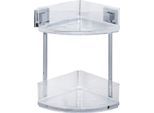 Eckregal WENKO "Vacuum-Loc Quadro", silber (glänzend, loc: chrom, ablagen: transparent), B:19,5cm H:32,5cm T:28cm, ABS-Kunststoff, Edelstahl, Polystyrol, Regale, Eckregal, 2 Etagen