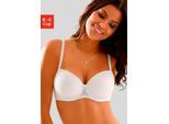 Schalen-BH LASCANA, Damen, Gr. 95, Cup F, weiß, Microtouch, Obermaterial: 86% Polyamid, 14% Elasthan, BHs Spitzenwäsche Bügel-BH Spitzen-BH Dirndl-BH Schalen-BH, mit Bügel und graphischer Spitze, Dessous