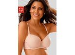 Schalen-BH LASCANA, Damen, Gr. 80, Cup D, beige (puder), Microtouch, Obermaterial: 86% Polyamid, 14% Elasthan, BHs Spitzenwäsche Bügel-BH Spitzen-BH Dirndl-BH Schalen-BH, mit Bügel und graphischer Spitze, Dessous