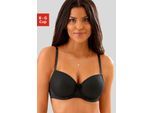 Schalen-BH LASCANA, Damen, Gr. 100, Cup F, schwarz, Microtouch, Obermaterial: 86% Polyamid, 14% Elasthan, BHs Spitzenwäsche Bügel-BH Spitzen-BH Dirndl-BH Schalen-BH, mit Bügel und graphischer Spitze, Dessous