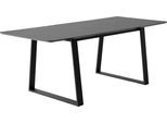 Esstisch HAMMEL FURNITURE "Meza Designtisch mit Auszugsfunktion und 2 Einlegeplatten", grau (graphit, schwarz), B:165cm H:73,5cm T:90cm, Tischplatte: Graphit nanobehandeltes Fenix-Laminat (schwarzer Rand), Gestell: Pulverbeschichtetes schwarzes Metall, RAL9005 matt;Mit nanobehandeltem Laminat, einer matten, seidigen Oberfläche, die Fingerabdrücke abweist und langlebig und hygienisch ist;Mit nanobe