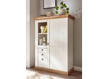 Highboard HOME AFFAIRE "Cremona", weiß (pinie weiß nb, pinie weiß nb, applikation wotan eiche nb), B:102cm H:139cm T:44cm, Sideboards, Highboard, Höhe 139 cm