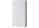 Kleiderschrank VIPACK, weiß, B:100cm H:206cm T:58cm, Holzwerkstoff, Schränke, Kleiderschrank, Geräumiger 2-trg. Kleiderschrank in Landhaus Optik, 2 Fächer