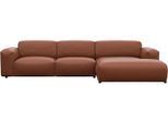 Ecksofa FLEXLUX "Lucera bequem und komfortabel durch hochwertigen Sitzaufbau, L-Form", braun (old chestnut braun), B:319cm H:73cm T:171cm, 100% Echteder, Sofas, Ecksofa, modern & anschmiegsam, Kaltschaum, Stahl-Wellenunterfederung