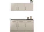 Pantryküche WIHO KÜCHEN ""Cali"", beige (küche: natur, front: cashmere, korpus: cashmerefarben, arbeitsplatte: granit grau), B:160cm T:60cm, Komplettküchen-Sets, Küchenzeile, ohne E-Geräte, Breite 160 cm