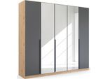 Drehtürenschrank RAUCH "Dark&Wood by Quadra Spin", braun (eiche artisan, grau metallic), B:226cm H:210cm T:54cm, Holzwerkstoff, Schränke, im Industrial Style mit Metallgriffstangen, mit Spiegel