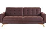 3-Sitzer EXXPO - SOFA FASHION "Fiord, aktuelles Design, tolle Detailverarbeitung im Sitz und Rücken", braun (schoko), B:222cm H:87cm T:89cm, Vintage (100% Polyester);Webvelours (100% Polyester), Sofas, bequem, wahlweise Kippcouch mit Bettfunktion und Bettkasten, Holzfuß