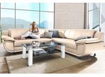 Ecksofa TRENDMANUFAKTUR "Rondo wahlweise mit Schlaffunktion, 267x247 cm (BxT), breite Armlehnen", beige (creme), B:267cm H:85cm T:247cm, Kunstleder SOFTLUX;Microfaser PRIMABELLE (100% Polyester);NaturLEDER (echtes Rindsleder);Struktur (54% Polyacryl, 46% Polyester), Sofas, Ecksofa, L-Form, wahlweise mit Federkern bestellbar, Füße schwarz