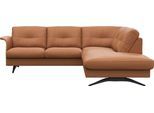 Ecksofa FLEXLUX "Glow, super bequem durch hochwertigem Sitzaufbau mit Federkern, L-Form", braun (modern cognac braun), B:236cm H:81cm T:224cm, 100% Echteder, Sofas, Modernes skandinavisches Design