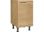 Spülenschrank NOBILIA "Structura", Ausrichtung wählbar, vormontiert, in den Breiten", braun (front und korpus: eiche sierra nachbildung), B:45cm H:87cm T:58,3cm, Schränke, Spülenschrank, 45 und 60 cm, mit höhenverstellbaren Sockelfüßen