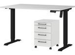 Büromöbel-Set GERMANIA "Profi 3.0", schwarz (lichtgrau, schwarz), Schreibtisch 120cm breit Holzwerkstoff Metall, Holzwerkstoff, Metall, Arbeitsmöbel-Sets, Büromöbel-Set, Büromöbel-Set bestehend aus Schreibtisch und Rollcontainer