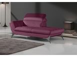 Recamiere EGOITALIANO "Sueli, extravagantes Design und erstklassiger Sitzkomfort", rot (cherry), B:180cm H:100cm T:110cm, Leder »NUVOLE« (Echtes Rindsleder). Halbnatürliches, halbnarbiges Rindsleder mit einer natürlichen Körnung von 1, 2 bis 1, 4 mm. Dieses Leder hat eine weiche, wachsartige Hand mit mattem Aussehen und einem Wolkeneffekt. Es handelt sich um ein Naturleder, das die ursprünglichen