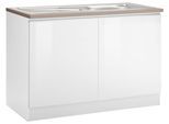Spülenschrank KOCHSTATION "KS-Ohio", weiß (weiß hochglanz, weiß), B:120cm H:85cm T:60cm, Schränke, Spülenschrank, Breite 120 cm