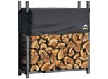 Kaminholzregal SHELTERLOGIC, schwarz, B:120cm H:119cm T:36cm, Polyester, Stahl, Kaminholzlager, Kaminholzregal